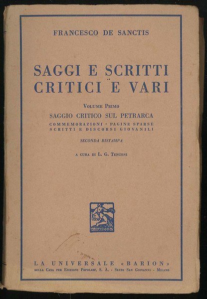 Saggi e scritti critici e vari - Volume I Saggio …