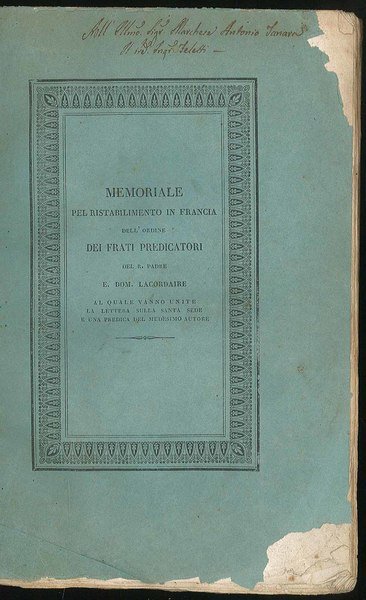 Memoriale pel ristabilimento in Francia dell'ordine dei frati predicatori