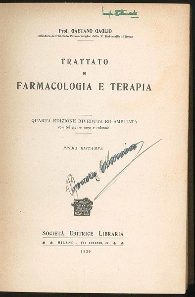 Trattato di farmacologia e terapia