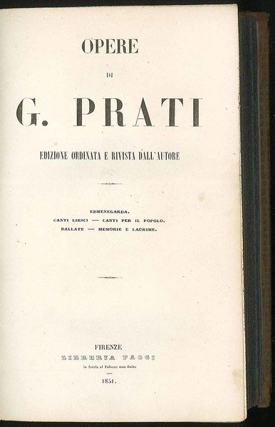 Opere di G. Prati