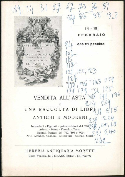 Vendita all'asta di una raccolta di libri antichi e moderni