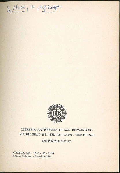 Libreria Antiquaria di San Bernardino Catalogo n.6-Novembre 1980