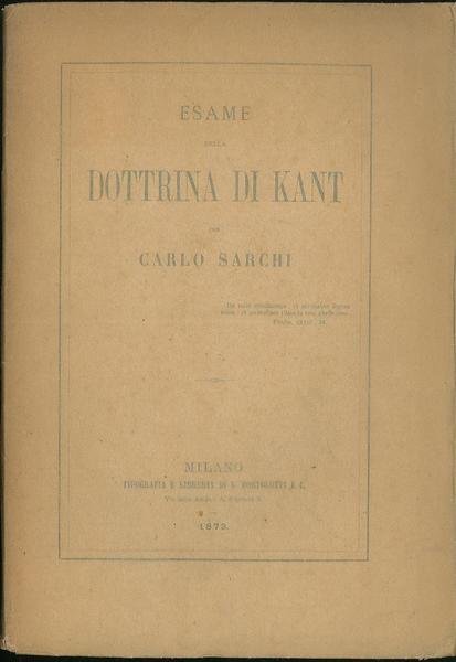 Esame della dottrina di Kant