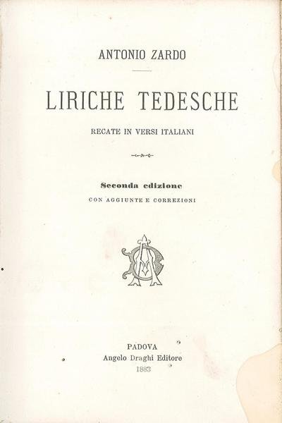 Liriche tedesche recate in versi italiani