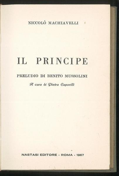 Il principe – Preludio di Benito Mussolini