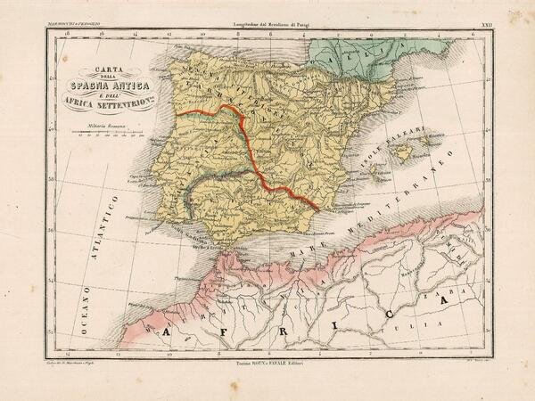 Carta della Spagna antica e dell'Africa settentrional.le