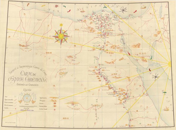 Carte de l'Egypte Chretienne Eveches et Couvents
