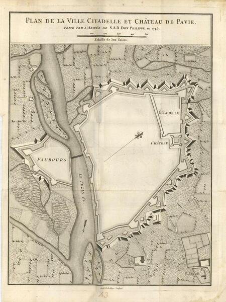 Plan de la Ville Citadelle et Chateau de Pavie prise …