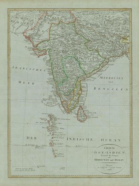 Charte von Ost Indien diesseit des Ganges oder Hindostan und …