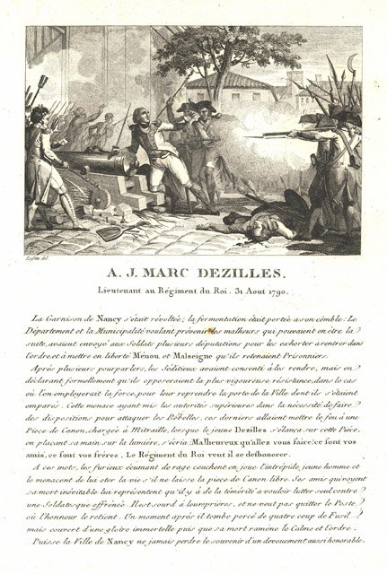 A.J. Marc Dezilles Lieutenant au Règiment du Roi. 31 Aout …