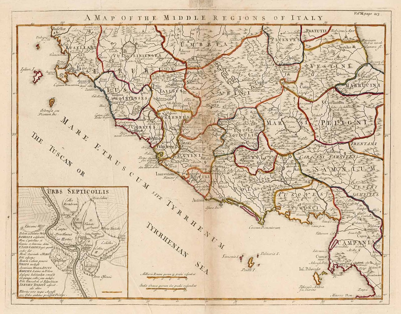 A Map of Middle Regions of Italy