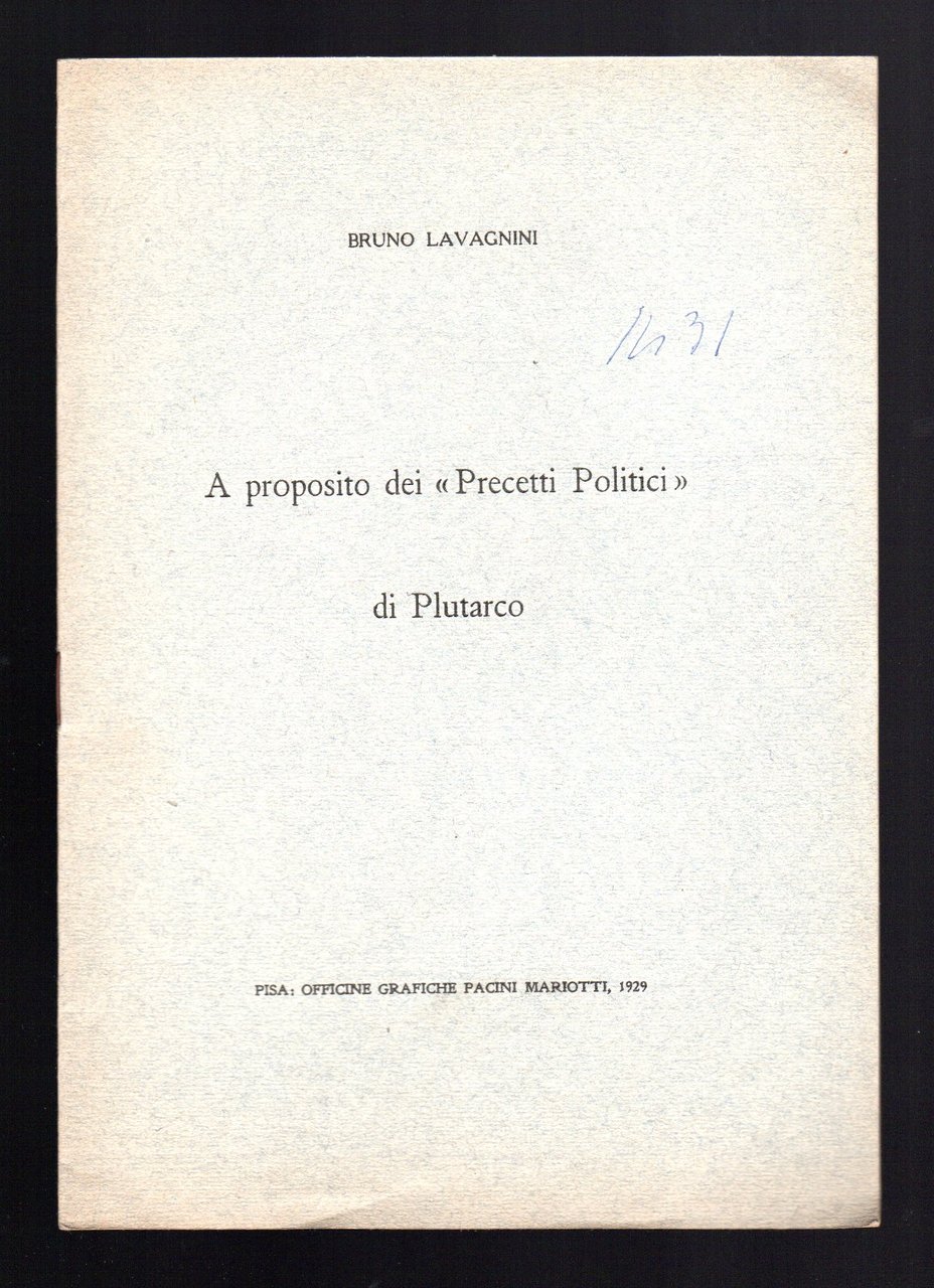 A proposito dei "Precetti Politici" di Plutarco