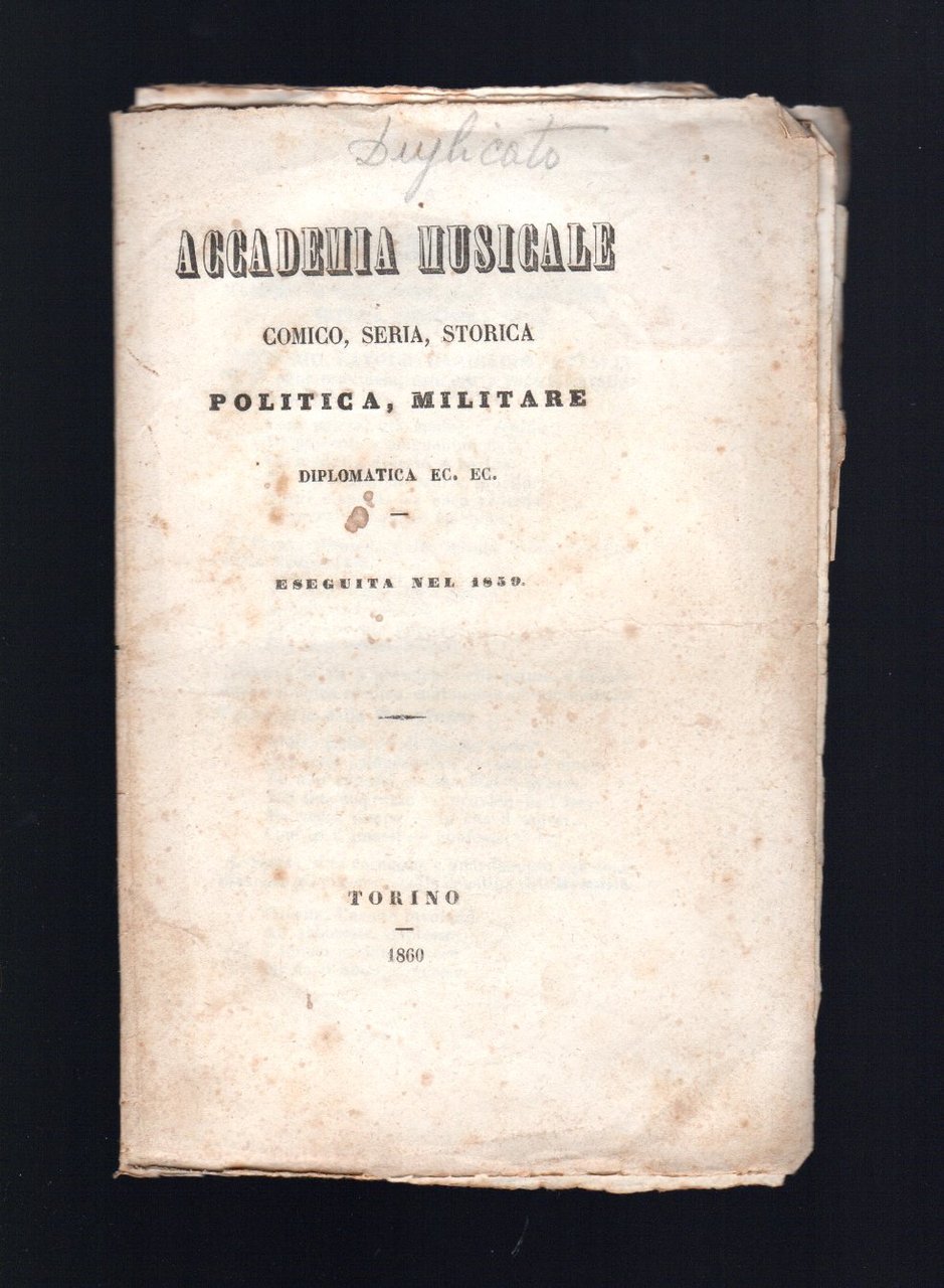 Accademia musicale comico, seria, storica, politica, militare, diplomatica, ecc. eseguita …