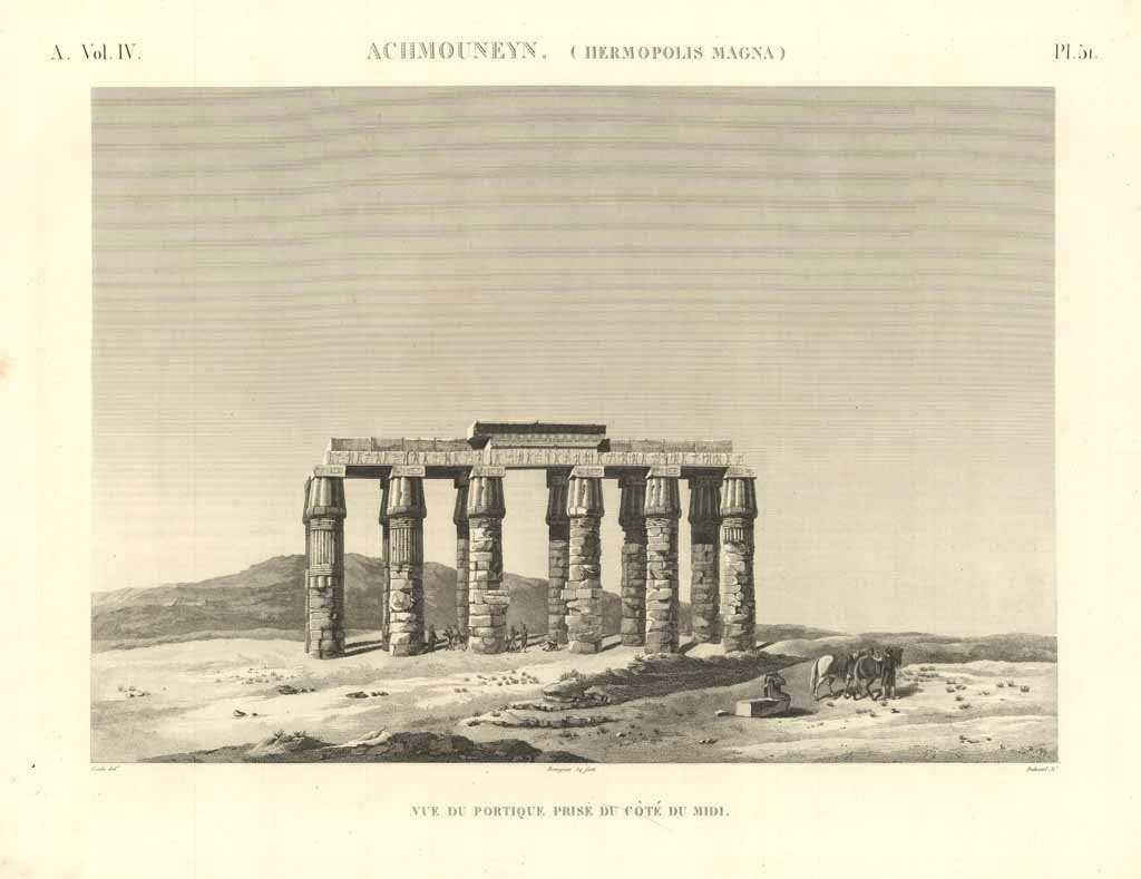 Achmouneyn, (Hermopolis Magna) - Vue du portique prise du cote …