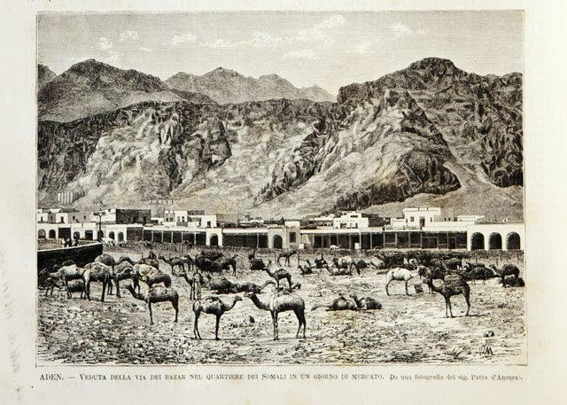 Aden.- Veduta della via dei bazar nel quartiere dei Somali …