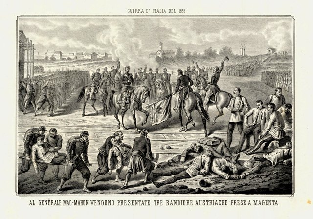 Al Generale Mac-Mahon vengono presentate tre bandiere austriache prese a … | Immagine principale