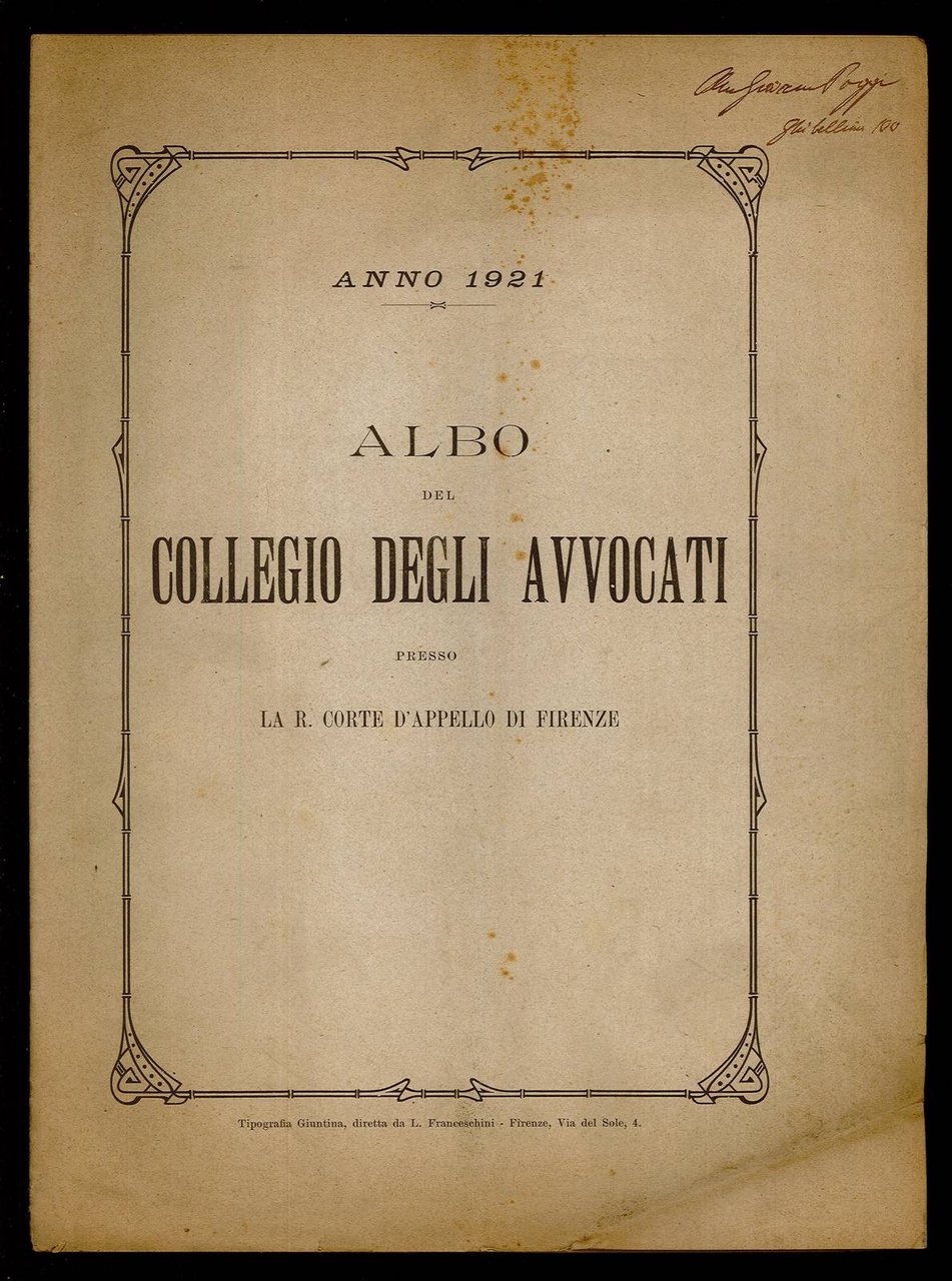 Albo degli avvocati presso la Corte di Appello di Firenze …