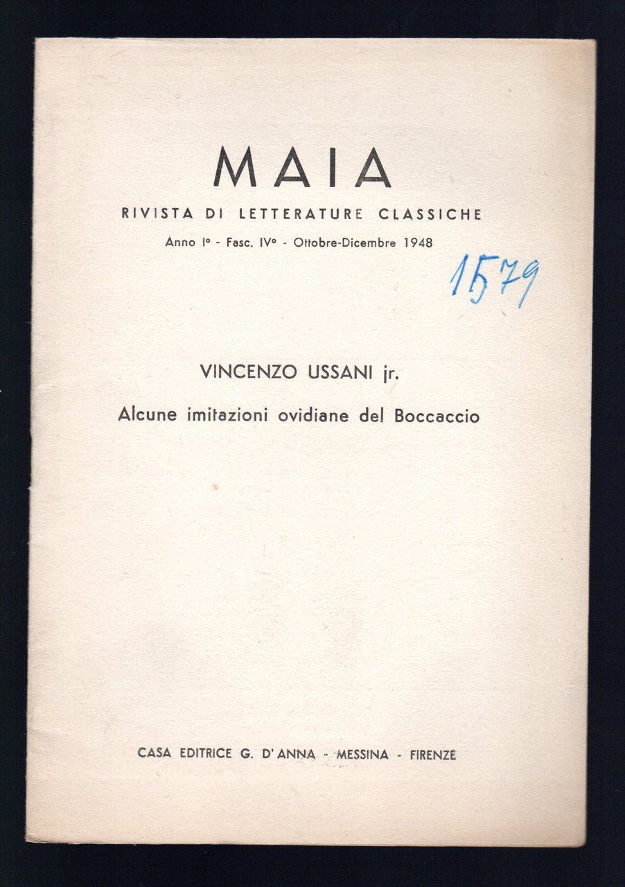 Alcune imitazioni ovidiane del Boccaccio