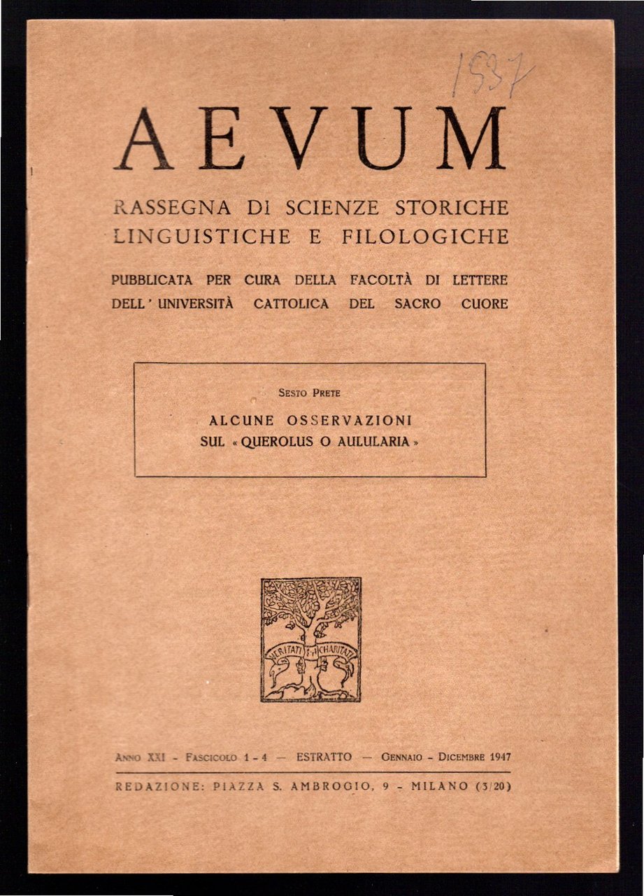 Alcune osservazioni sul "Querolus o Aulularia"