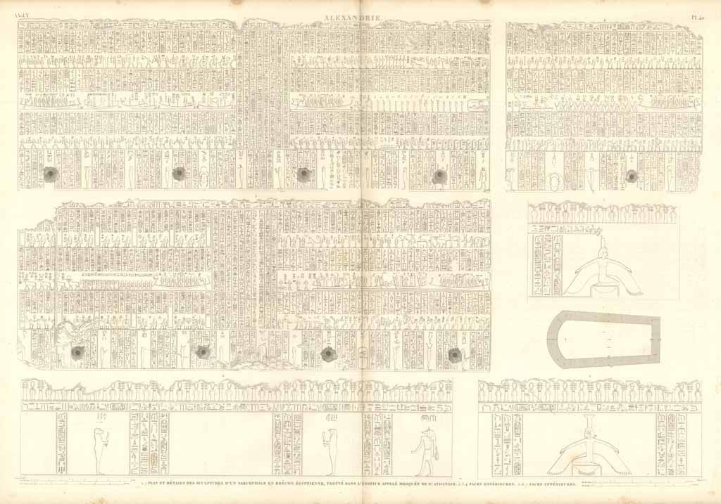 Alexandrie - Plan et détails des sculptures d'un sarcophage en …