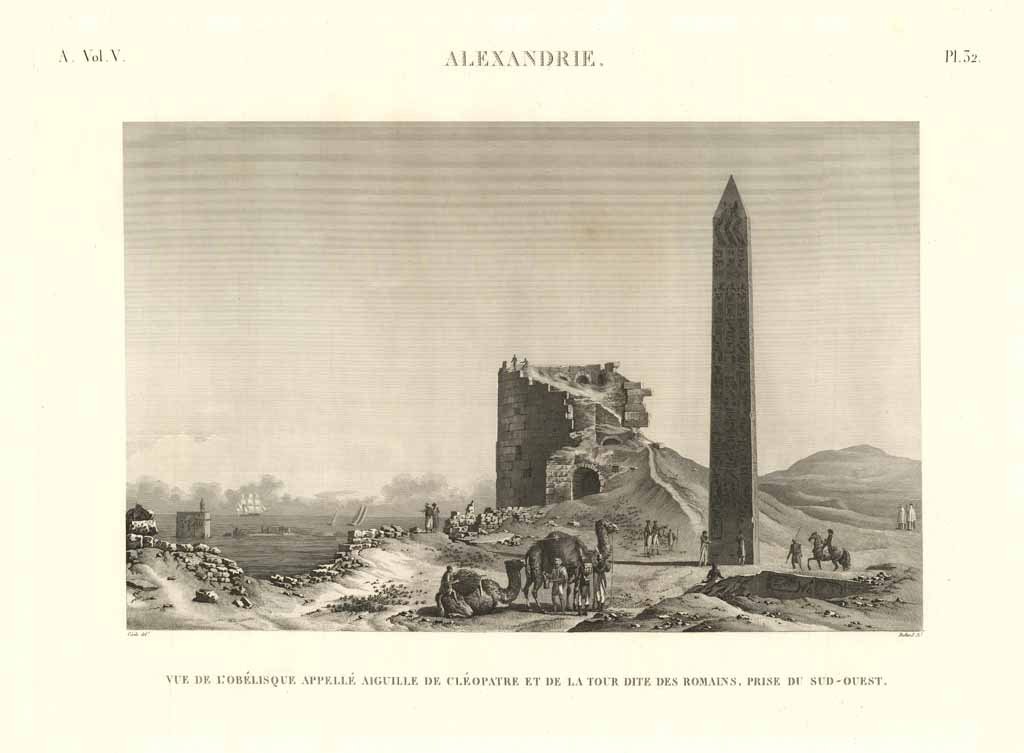 Alexandrie - Vue de l'obélisque appellé Aiguille de Cléopatre et …