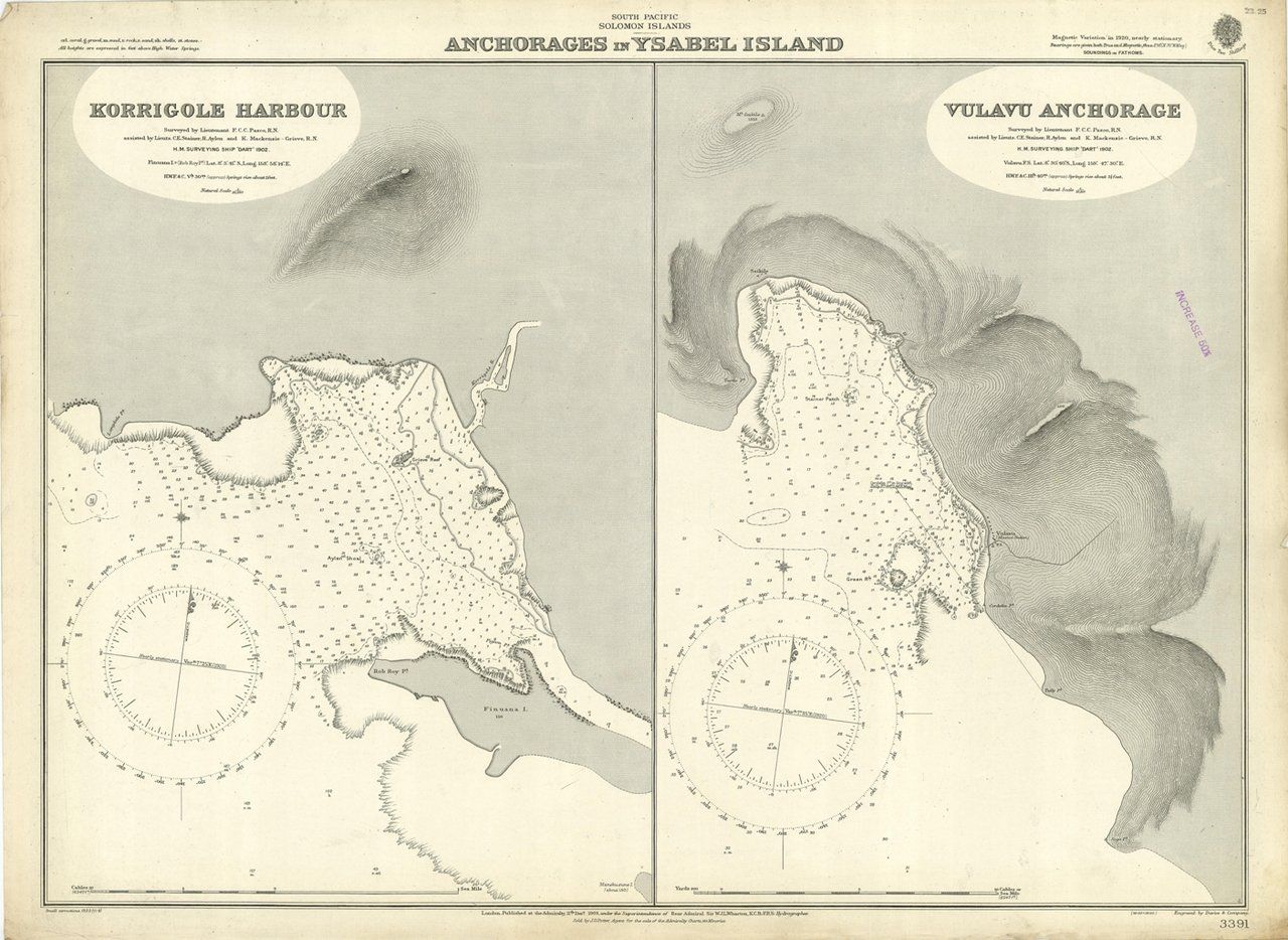 Anchorages in Ysabel Island