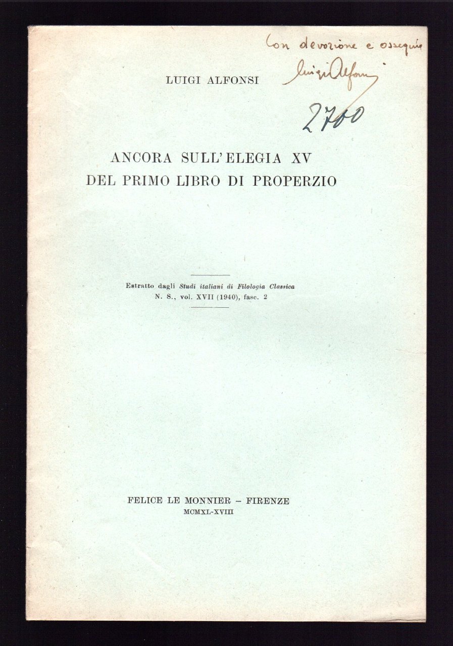 Ancora sull'elegia XV del primo libro di Properzio