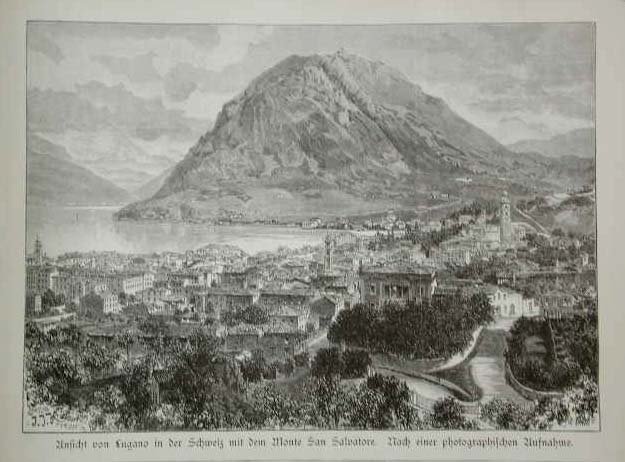 Ansicht von Lugano in der Schweiz mit dem Monte San …