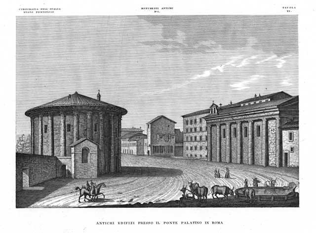 Antichi edifizi presso il Ponte Palatino in Roma