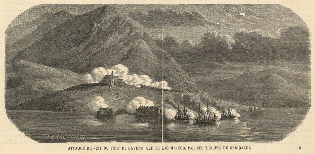 Attaque de nuit du fort de Laveno, sur le Lac …
