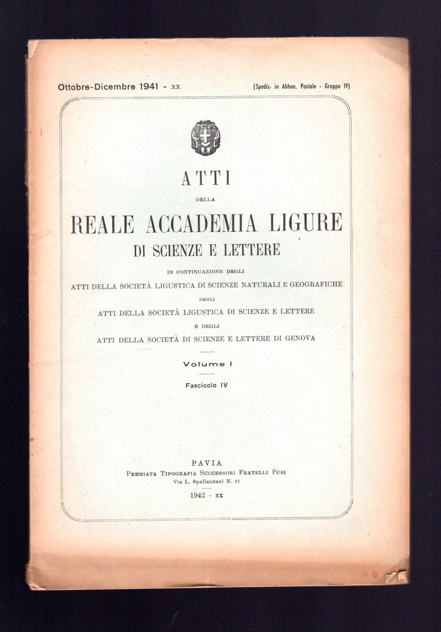Atti della R. Accademia ligure di Scienze e Lettere