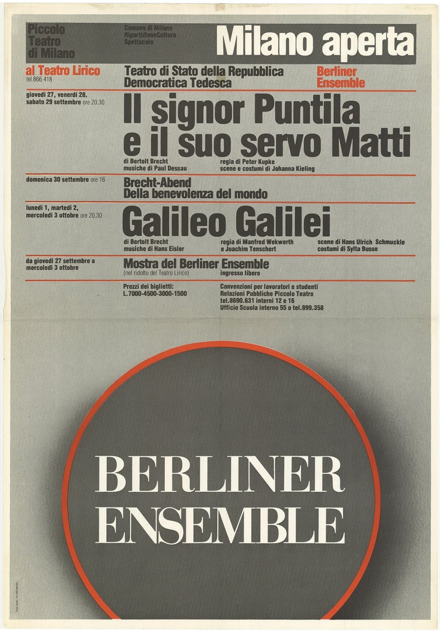 Berliner Ensemble Piccolo - Teatro di Milano - Milano aperta