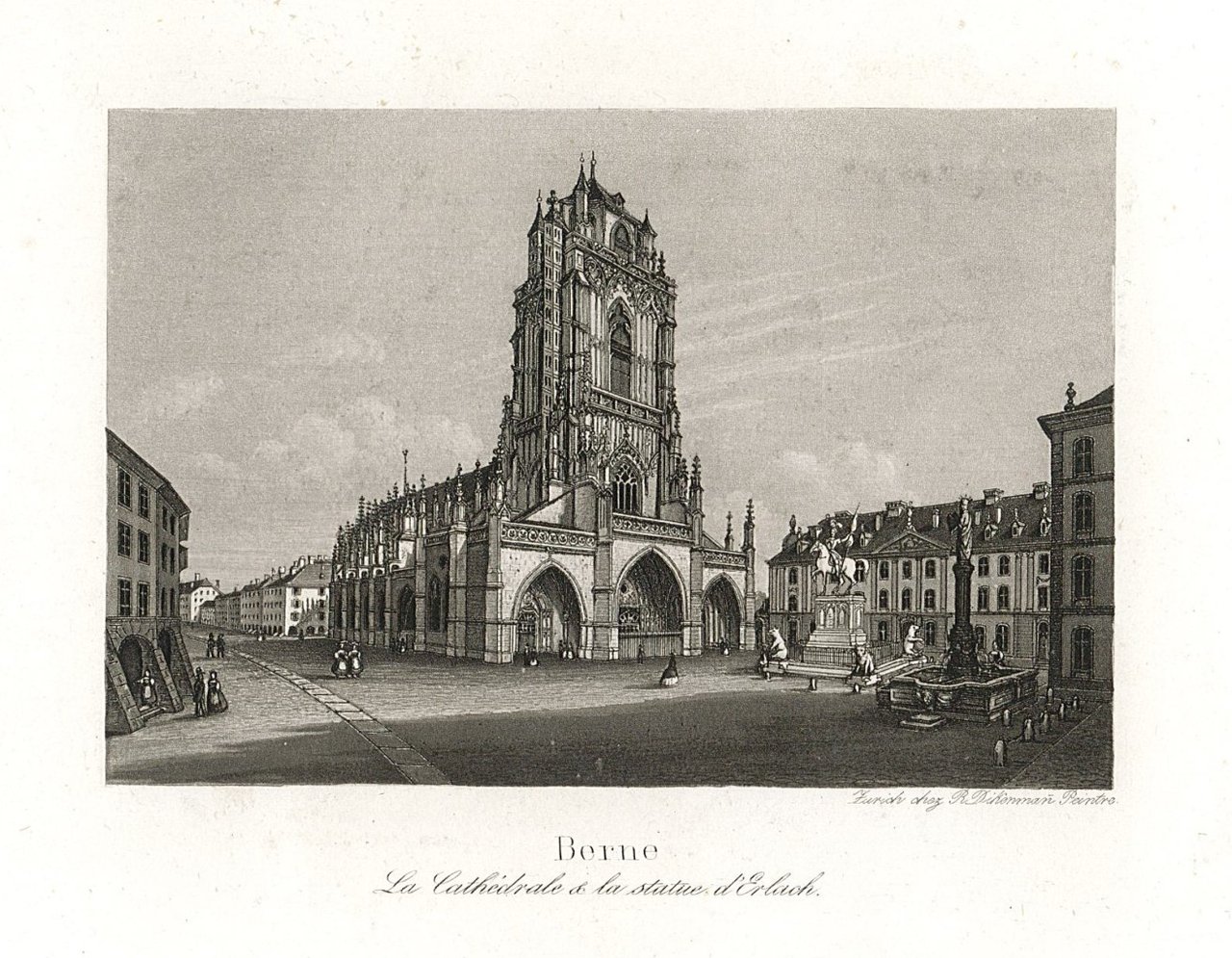 Berne. La cathedrale & la statue d'Erlach