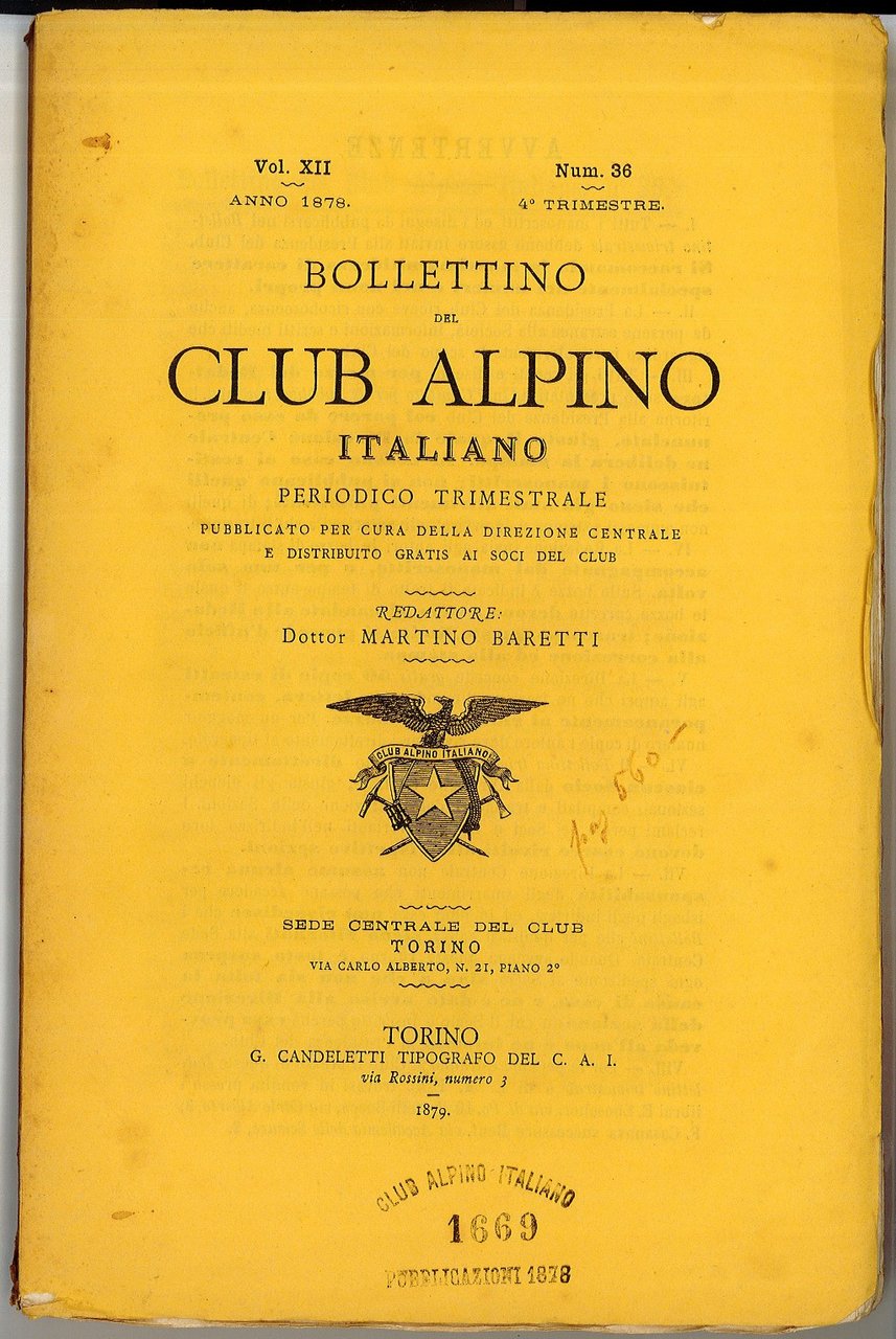 Bollettino del Club Alpino Italiano - Periodico Trimestrale, n° 36