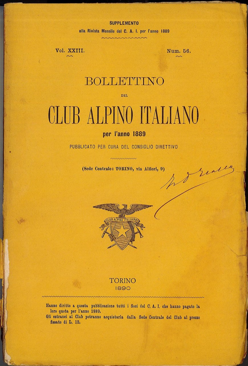 Bollettino del Club Alpino Italiano per l'anno 1889, Vol. XXIII …