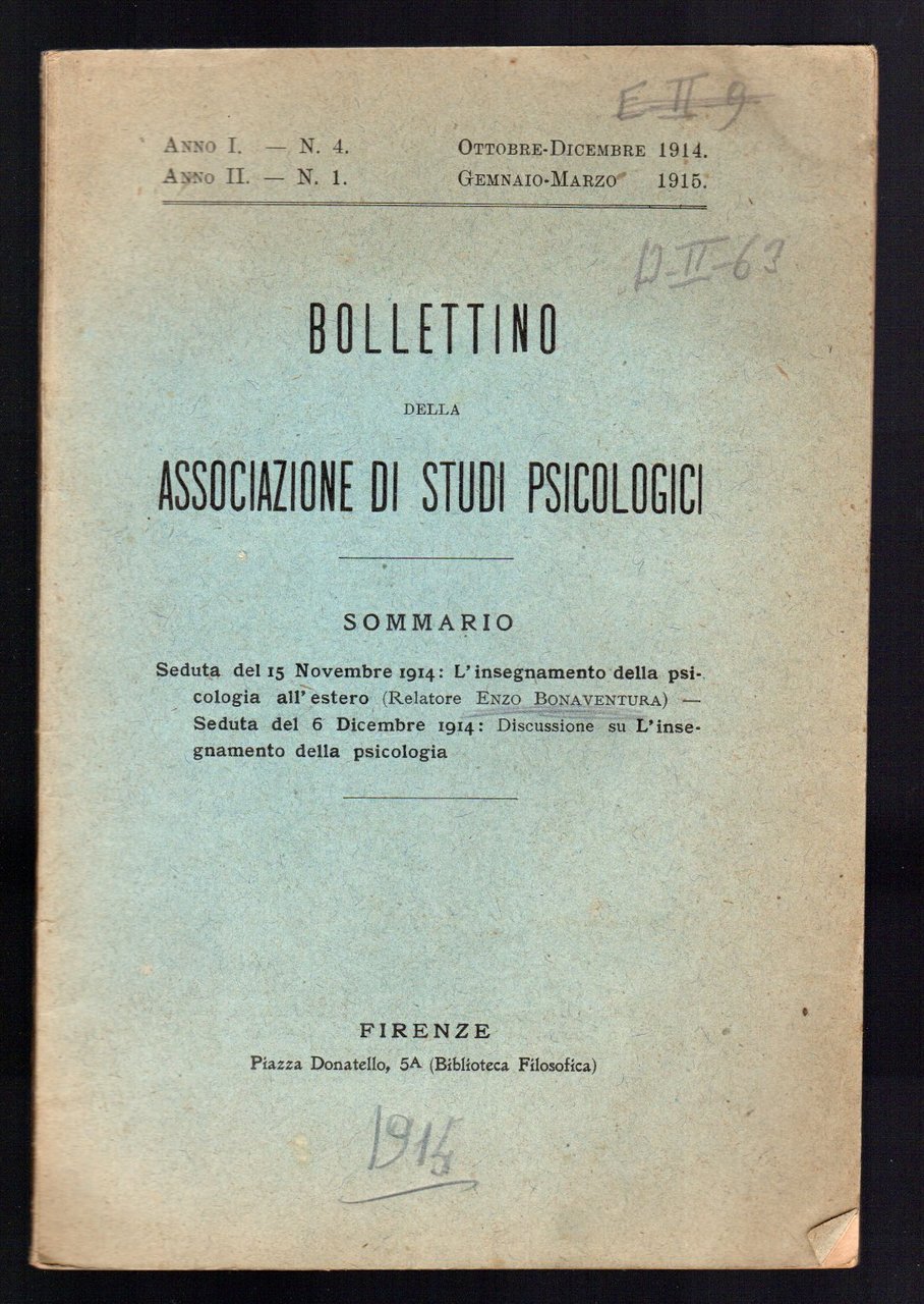 Bollettino della Associazione di studi psicologici