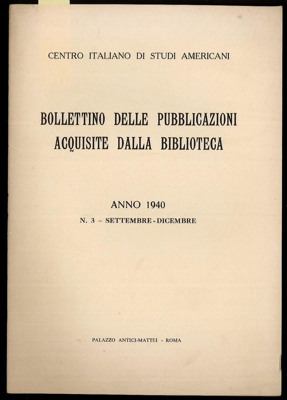 Bollettino delle pubblicazioni acquisite dalla biblioteca
