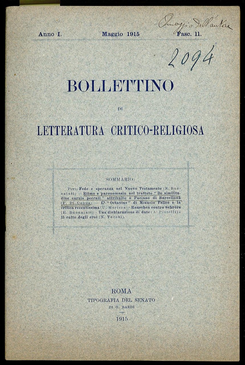 Bollettino di Letteratura critico-religiosa