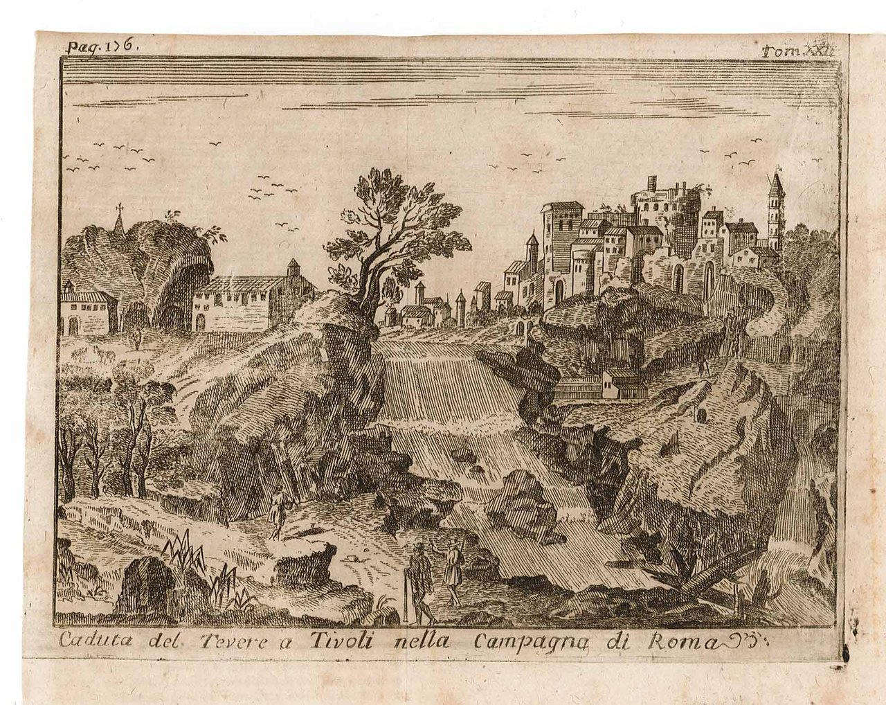 Caduta del Tevere a Tivoli nella Campagna di Roma.