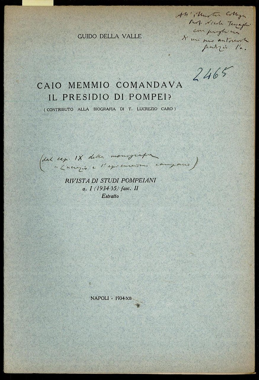 Caio Memmio comandava il presidio di pompei?