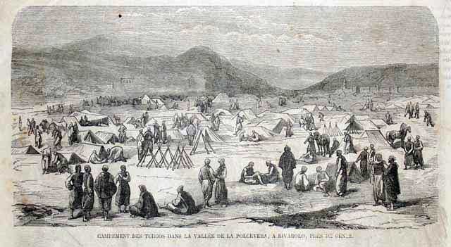 Campement des turcos dans la vallée de la Polcevera,a Rivarolo, …