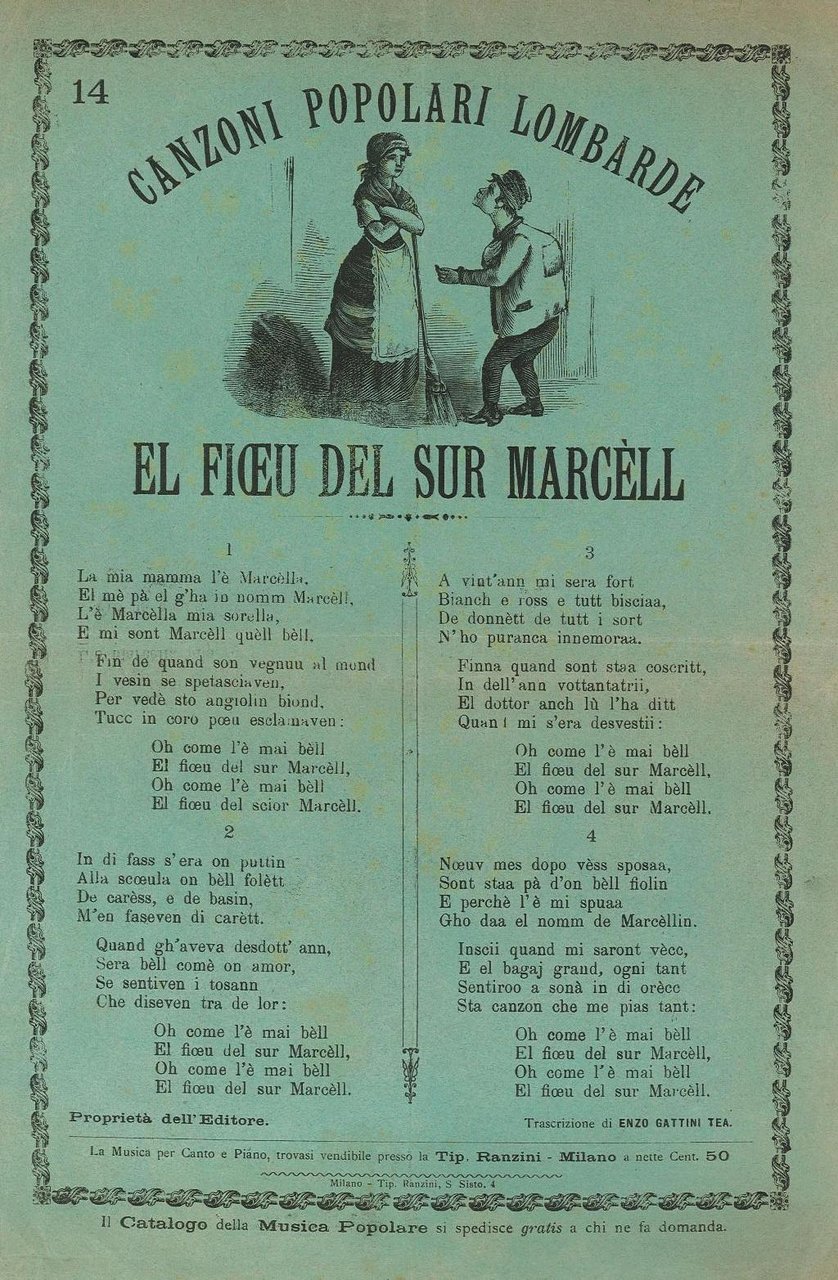 Canzoni popolari lombarde - El fioeu del sur Marcèll