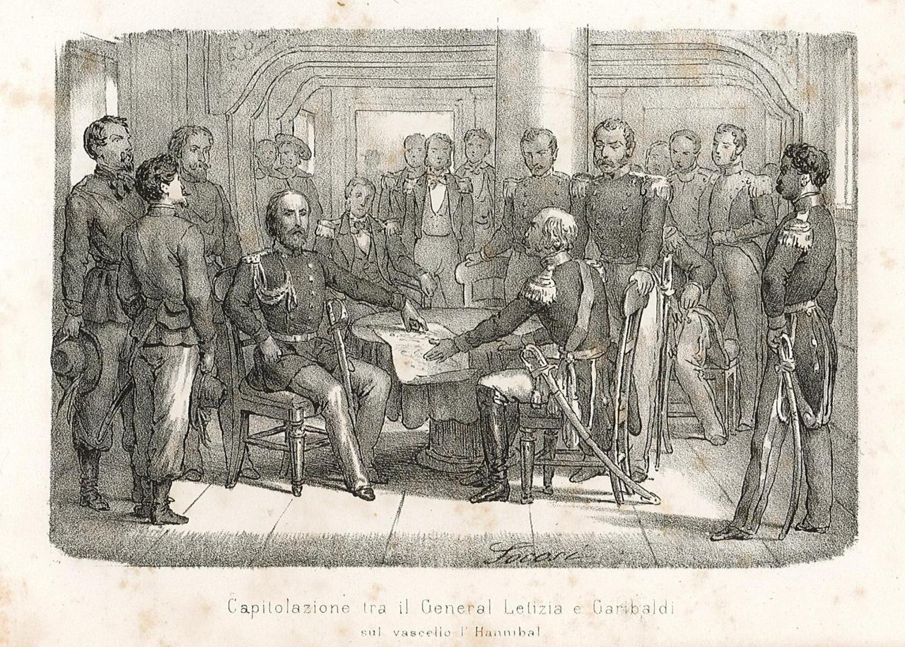 Capitolazione tra il General Letizia e Garibaldi sul vascello lì …