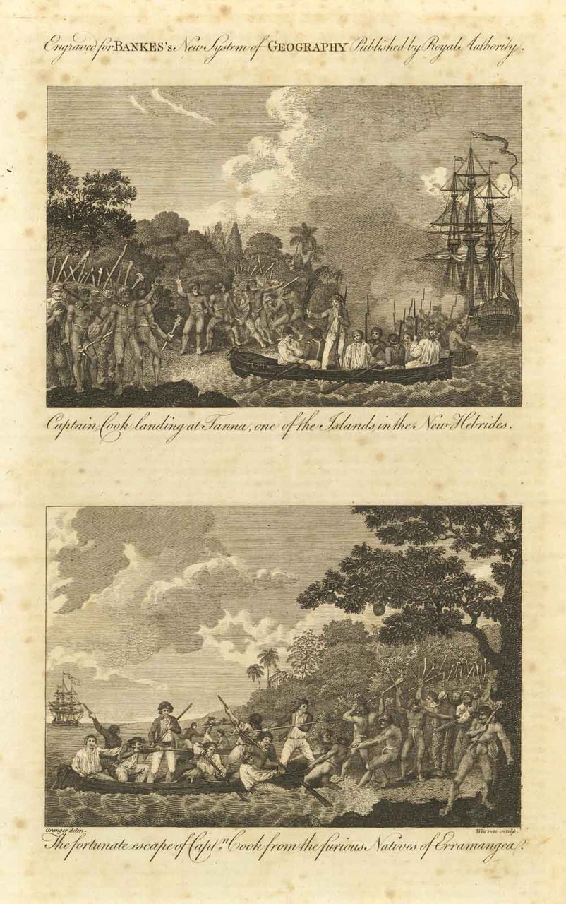 Captain Cook landing at Tanna one of the islands in …