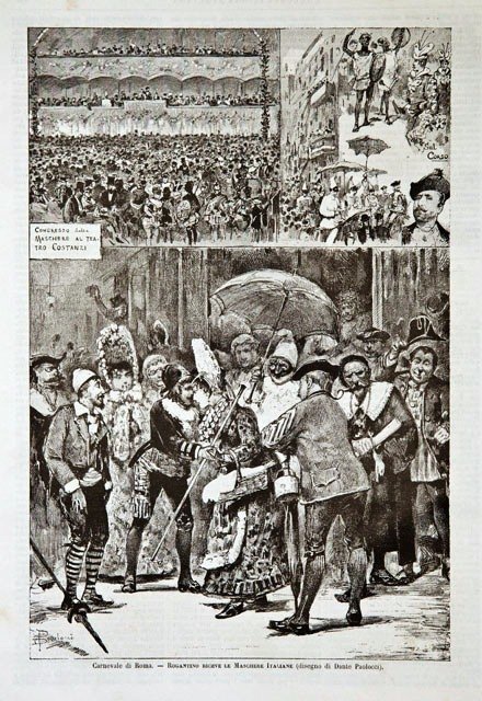 Carnevale di Roma.- Rogantino riceve le Maschere Italiane