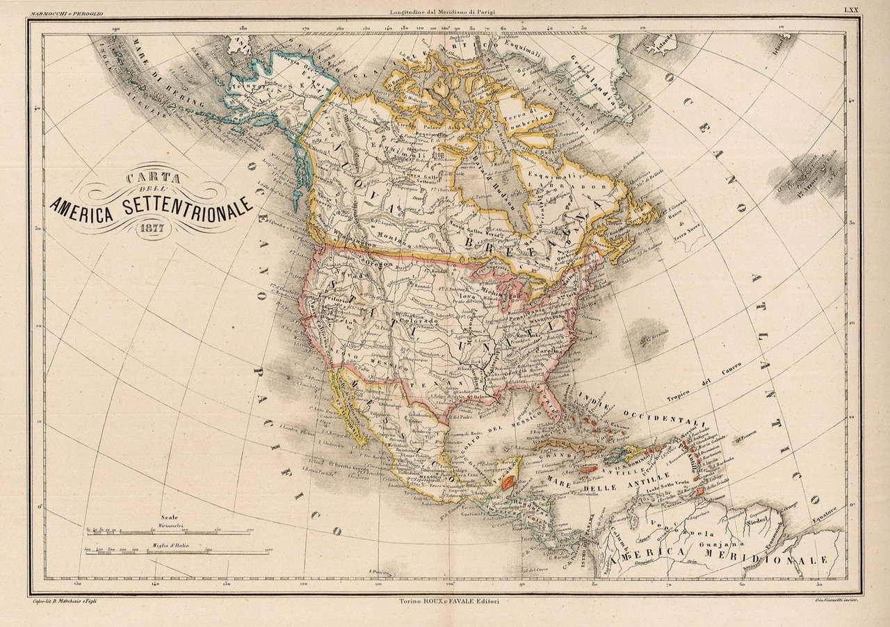 Carta dell'America Settentrionale 1877