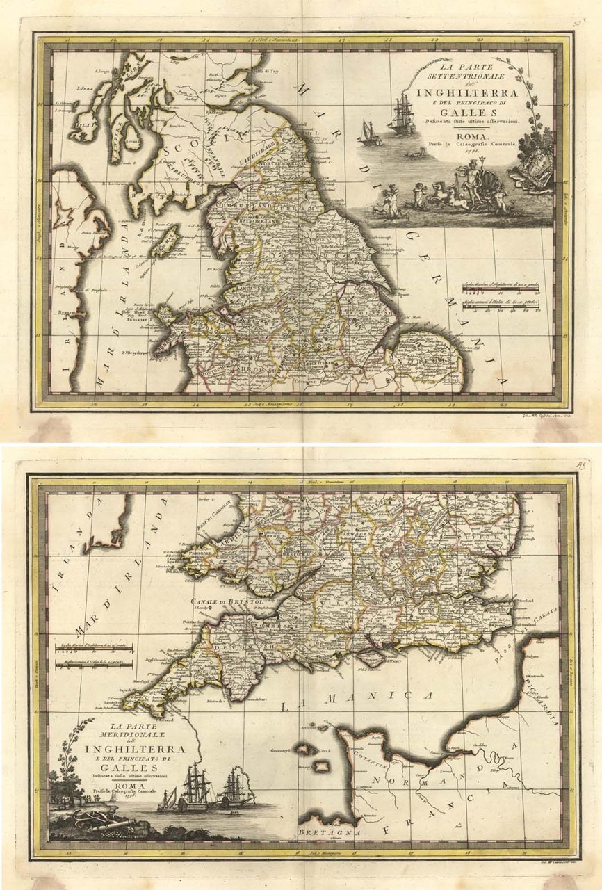 Carta dell'Inghilterra e del Principato del Galles - Parte meridionale …