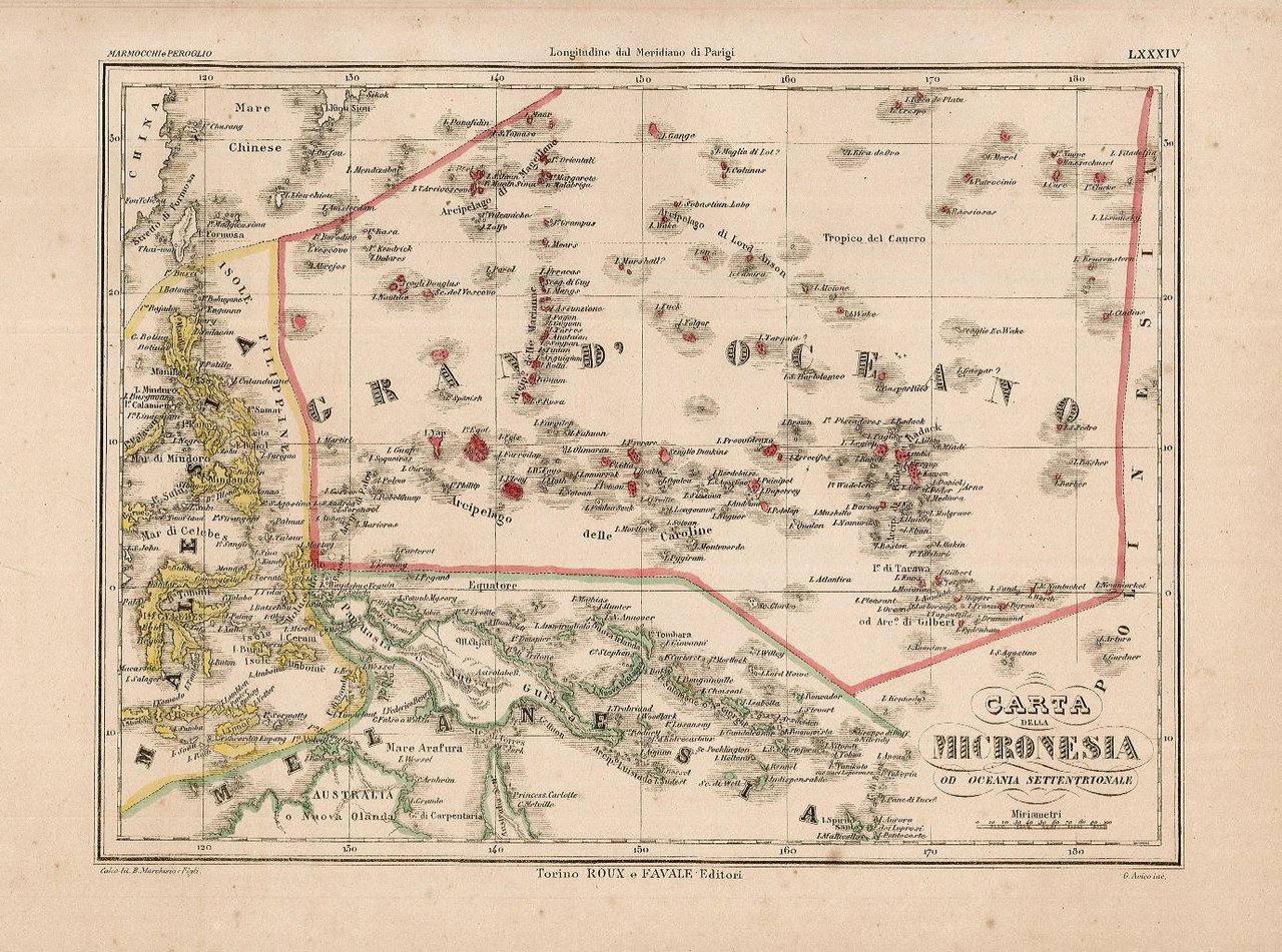 Carta della Micronesia od Oceania Settentrionale