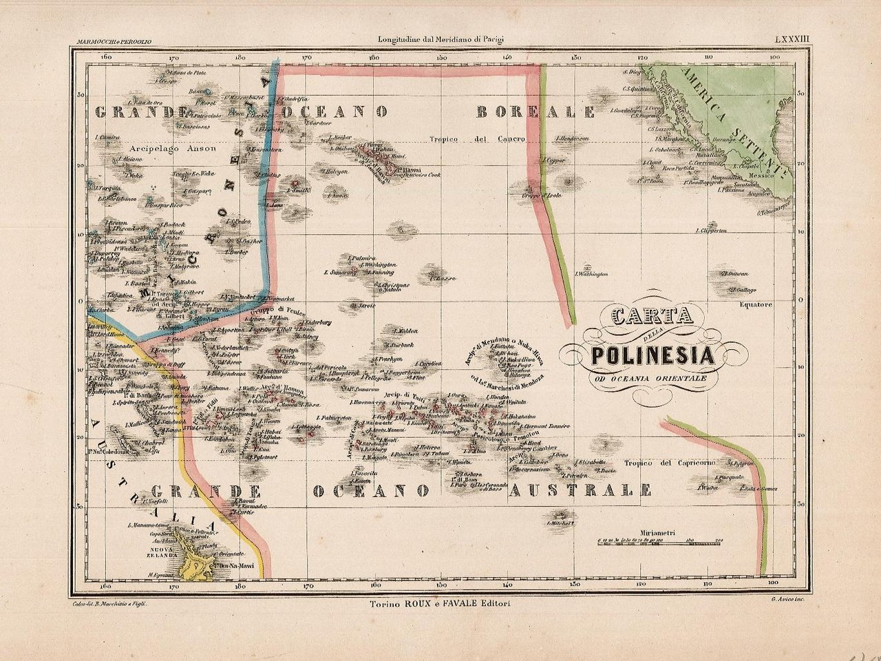 Carta della Polinesia od Oceania orientale