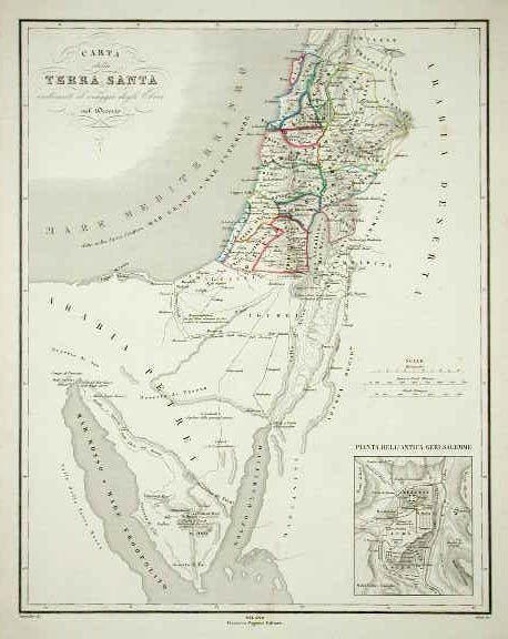 Carta della Terra Santa indicante il viaggio degli Ebrei nel …